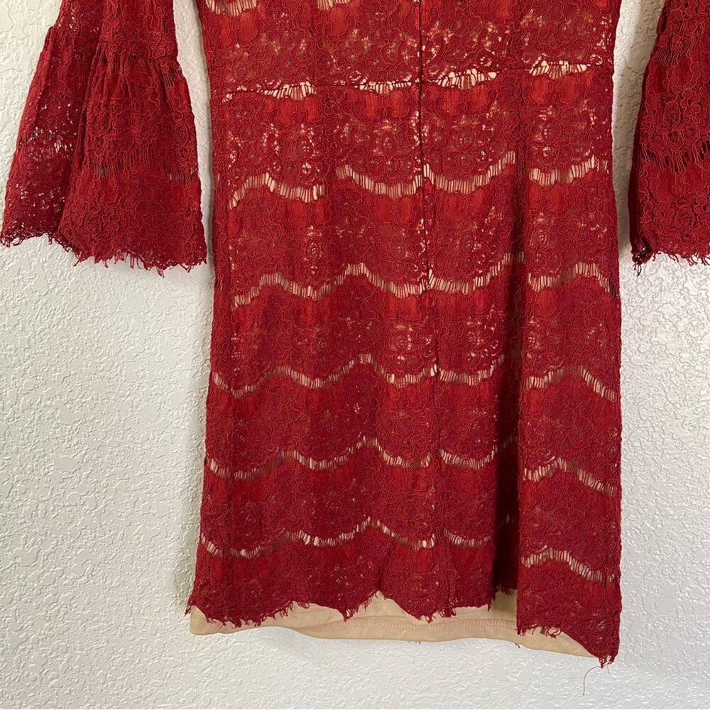 Lulus Heartthrob Rust Red Lace Flounce Sleeve Min… - image 8